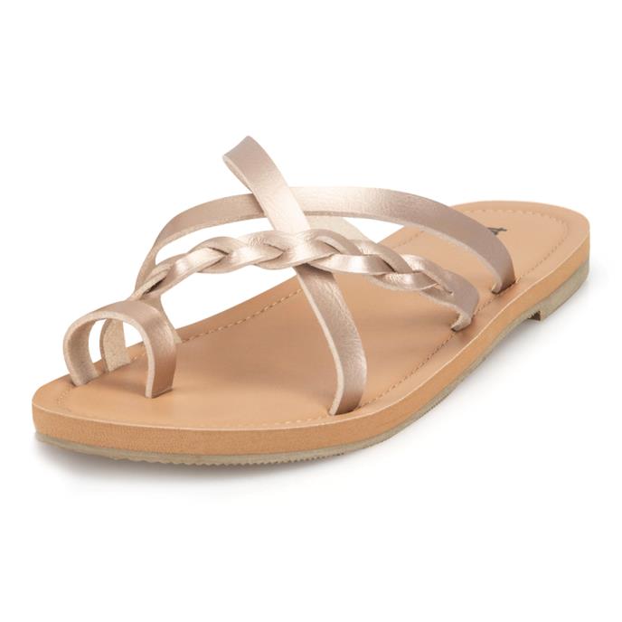 totes® Ladies Toe Post Strappy Sandal Rose Gold Extra Image 2
